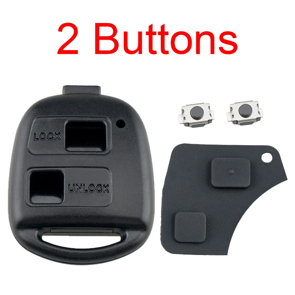 Car Key Case 2 Buttons Car Remote Key Shell with TOY43 Blade + 2 Micro Switches Fit for Toyota Yaris Prado Tarago Camry Corolla