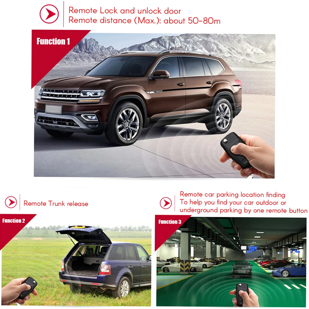 Universal Car Door Lock Trunk Release Keyless Entry System Central Locking Kit With Remote Control Car Accessories