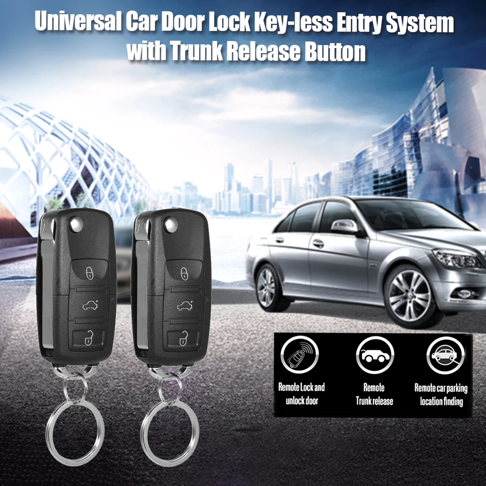 Universal Car Door Lock Trunk Release Keyless Entry System Central Locking Kit With Remote Control Car Accessories