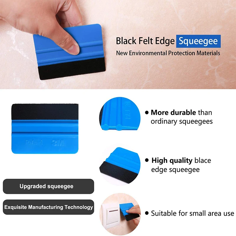 5Pcs Car Stickers Film Install Squeegee Vinyl Carbon Fiber Scraper with Felt Squeegee Tool Film Wrapping Car Wrap Tools 10x7cm