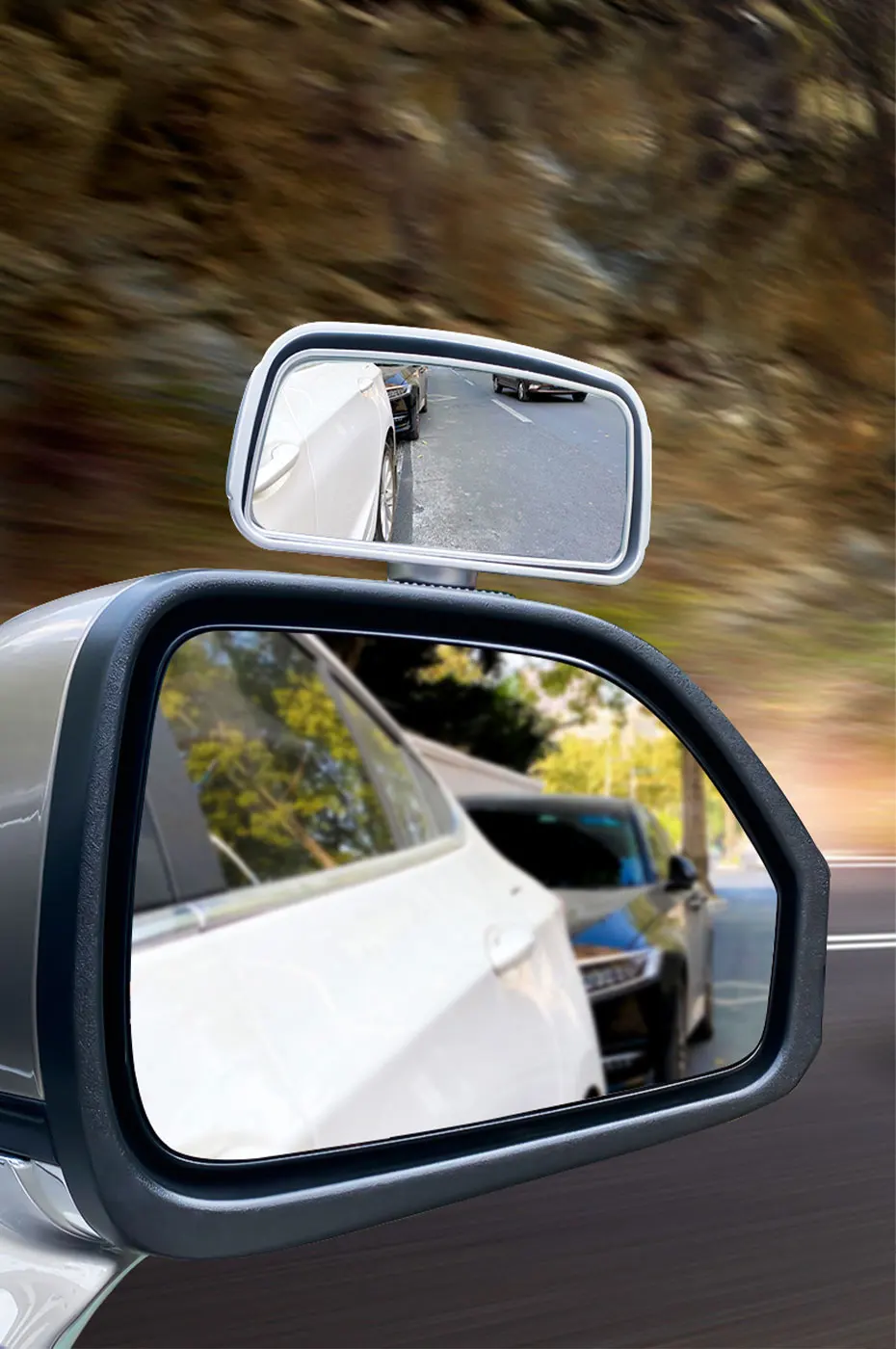 SEAMETAL 360-Degree Rotation Safety Convex Mirror Wide Angle Self-Adhesive Car Blind Spot Mirror Auto Auxiliary Rear View Mirror