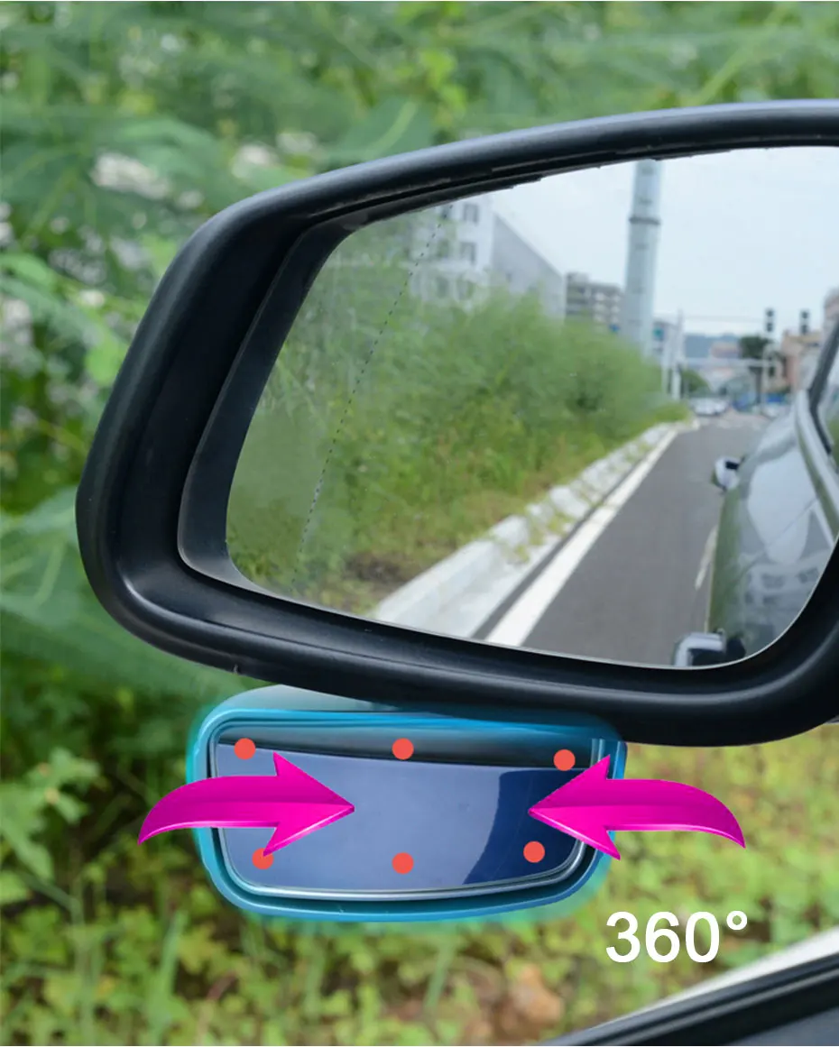 SEAMETAL 360-Degree Rotation Safety Convex Mirror Wide Angle Self-Adhesive Car Blind Spot Mirror Auto Auxiliary Rear View Mirror