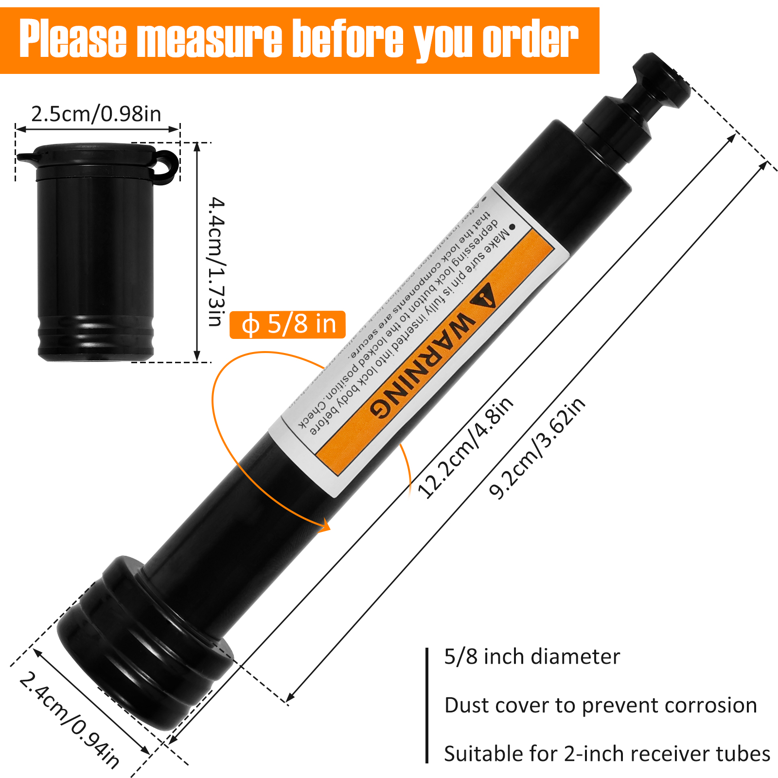Trailer Hitch Lock 5/8in Carbon Steel Towing Hitch Receiver Lock Anti-Theft Waterproof Hitch Receiver Pin Lock For RV Truck Keys