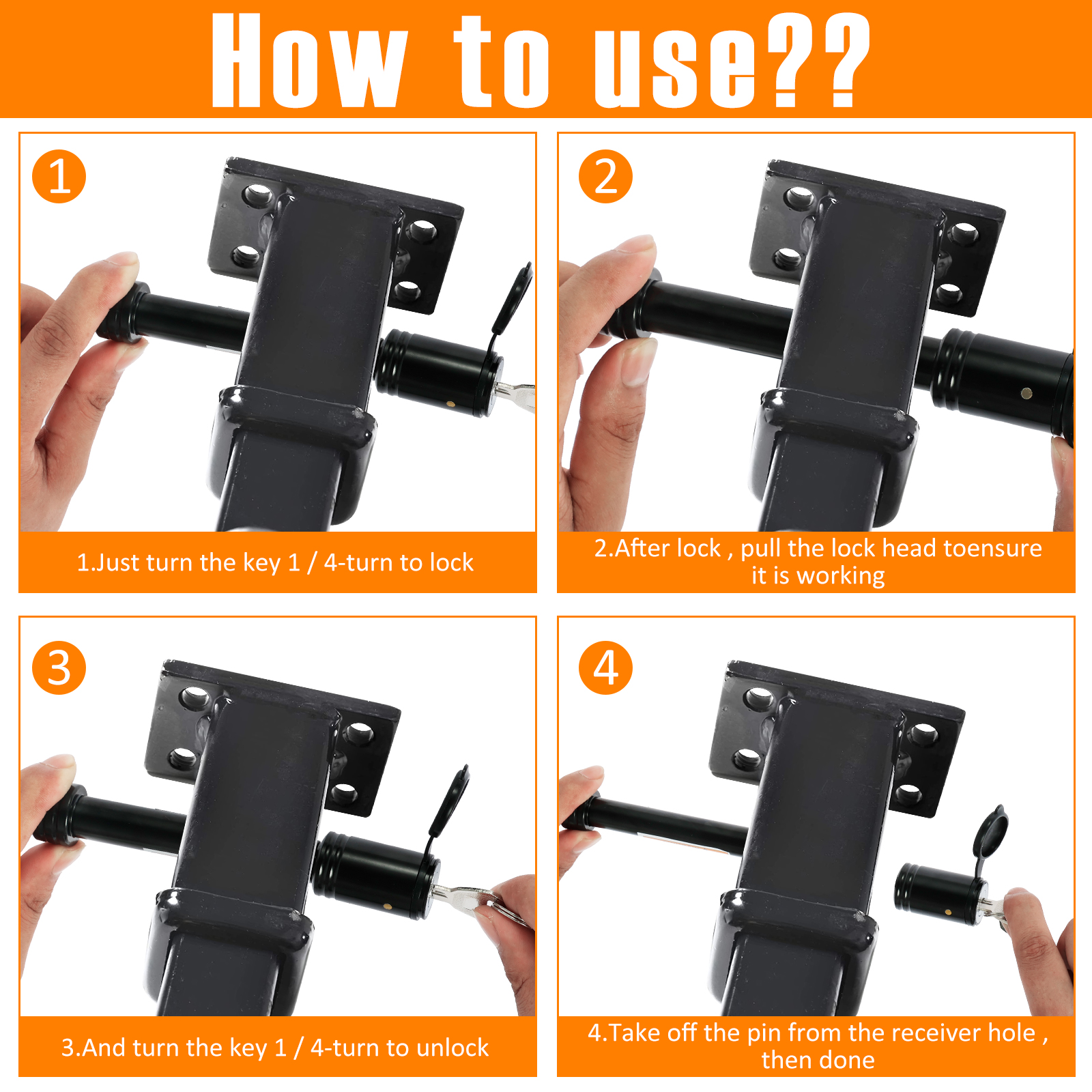 Trailer Hitch Lock 5/8in Carbon Steel Towing Hitch Receiver Lock Anti-Theft Waterproof Hitch Receiver Pin Lock For RV Truck Keys