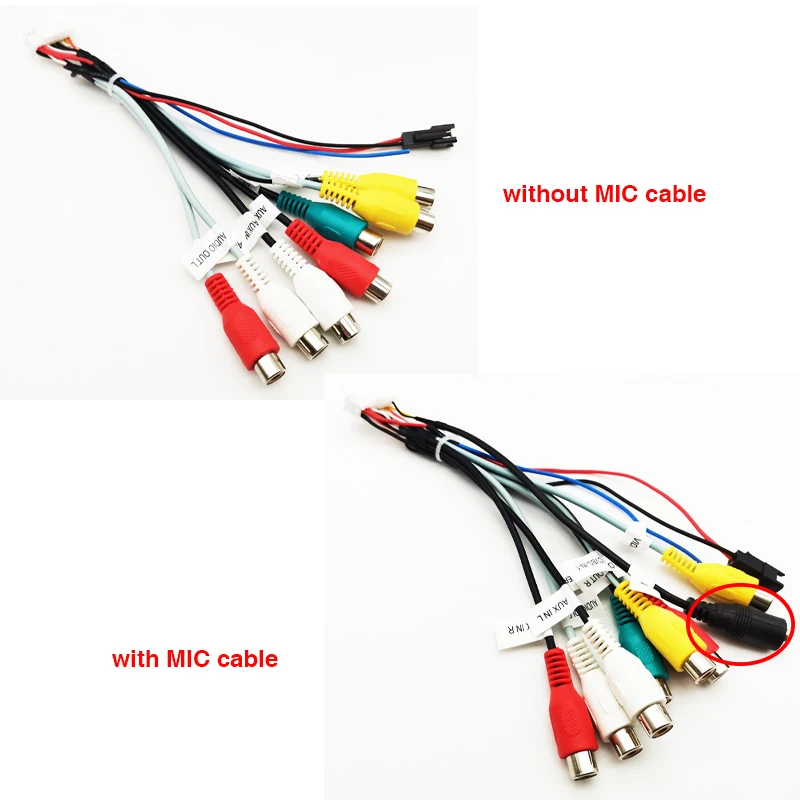 20 Pin RCA Audio Harness with Subwoofer Output, CVBS Video, Aux In, Amp Control, Fan Connector, Mic Jack, for 16Pin Car Android