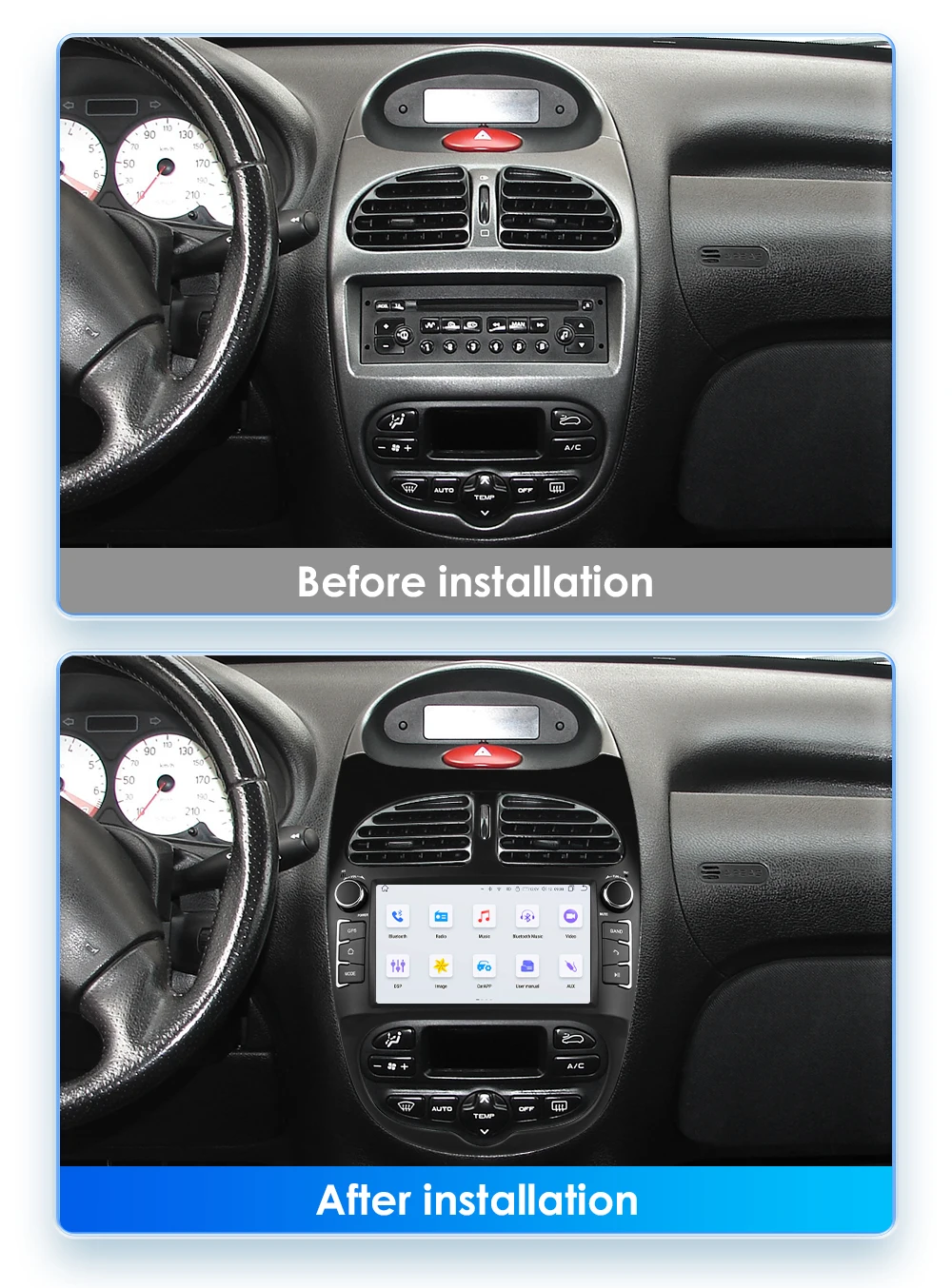 Hizpo 7862 2din Android 14 Car Radio For PEUGEOT 206 206CC 206SW 2000-2008 Auto Multimedia Player GPS Autoradio Carplay Navi