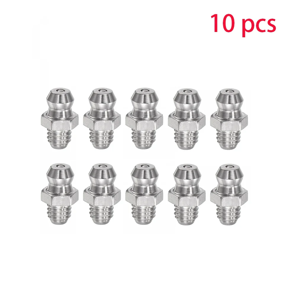 10/20PCS Stainless Steel Grease Nipple Straight Hydraulic Grease Nipple Male Thread Fitting For Auto Bearings Accessories