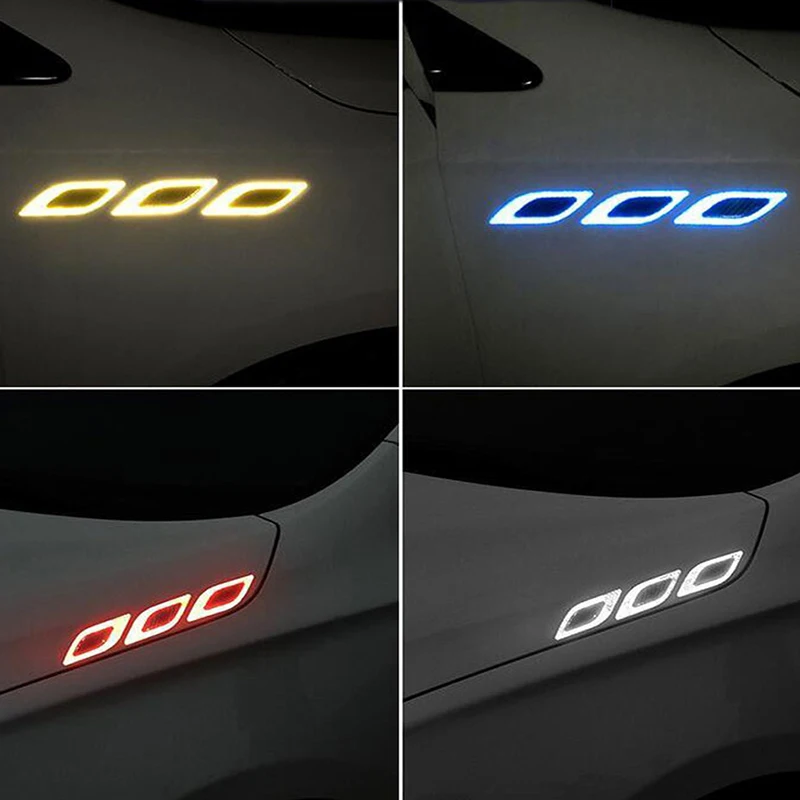 6Pcs/Set Car Reflective Carbon Fiber Bumper Strips Safety Warning Tape Safety Warning Sticker Auto Moto Exterior Accessories