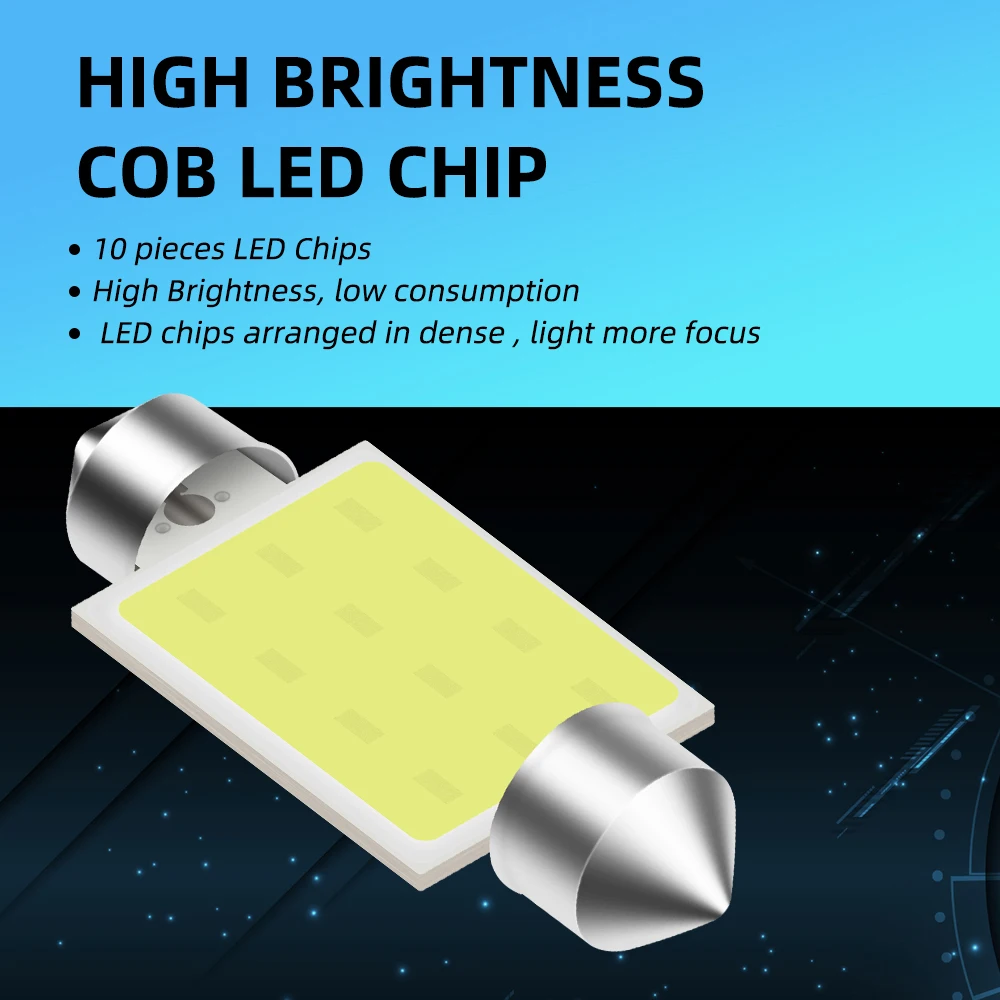 2/6/10 PCS C5W LED Bulb C10W Festoon 31/36/39/41/42mm COB White Car Interior Dome Reading Lights Trunk License Plate Lamp 12V
