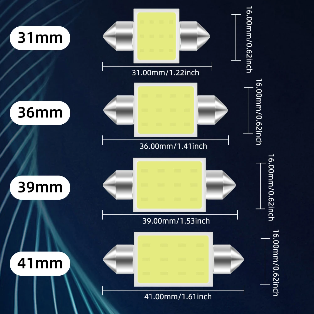2/6/10 PCS C5W LED Bulb C10W Festoon 31/36/39/41/42mm COB White Car Interior Dome Reading Lights Trunk License Plate Lamp 12V