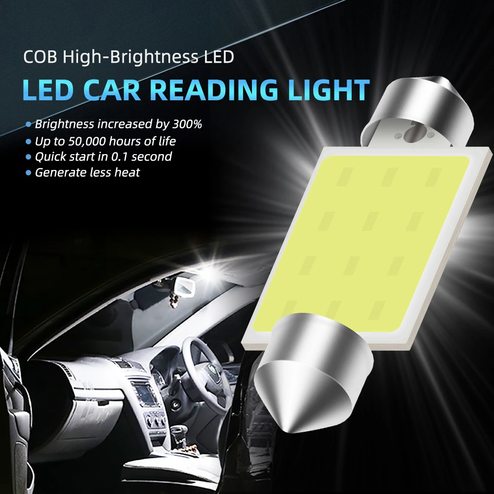 2/6/10 PCS C5W LED Bulb C10W Festoon 31/36/39/41/42mm COB White Car Interior Dome Reading Lights Trunk License Plate Lamp 12V