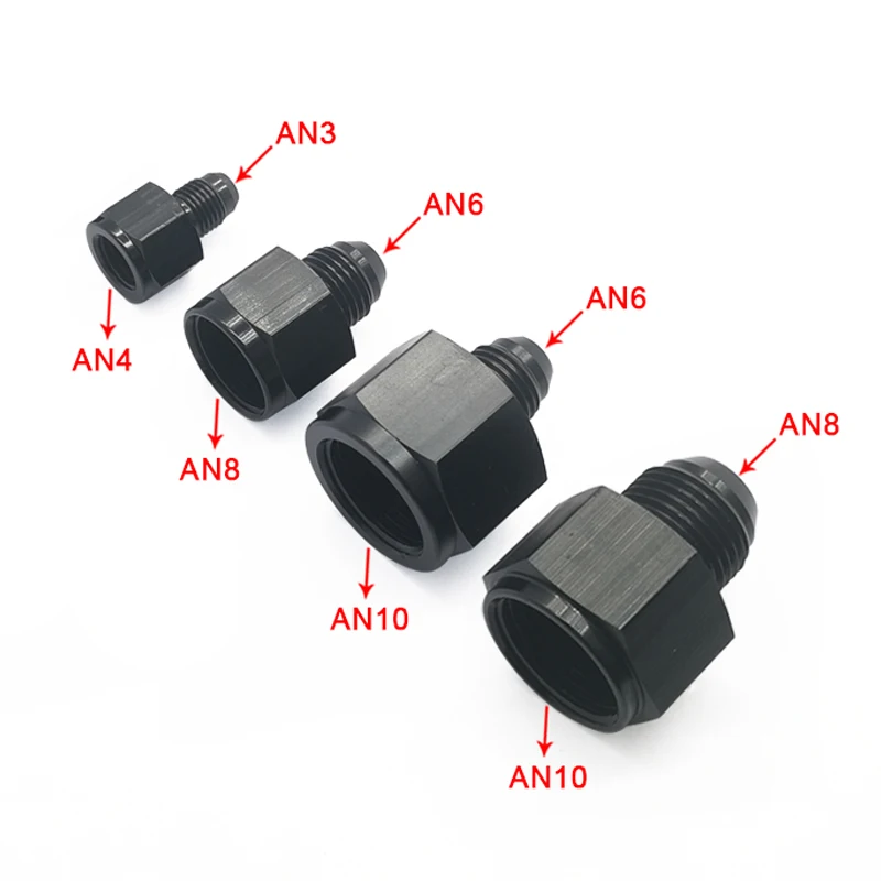 Jiax Black Aluminum AN4 AN8 AN6 1/8NPT Female to AN 3 AN6 AN8 AN10 Male Flare Adapter Fitting Reducer