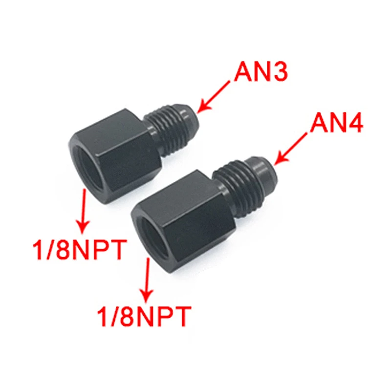 Jiax Black Aluminum AN4 AN8 AN6 1/8NPT Female to AN 3 AN6 AN8 AN10 Male Flare Adapter Fitting Reducer