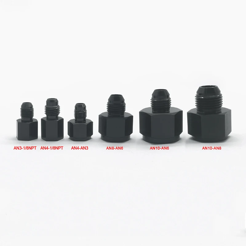 Jiax Black Aluminum AN4 AN8 AN6 1/8NPT Female to AN 3 AN6 AN8 AN10 Male Flare Adapter Fitting Reducer