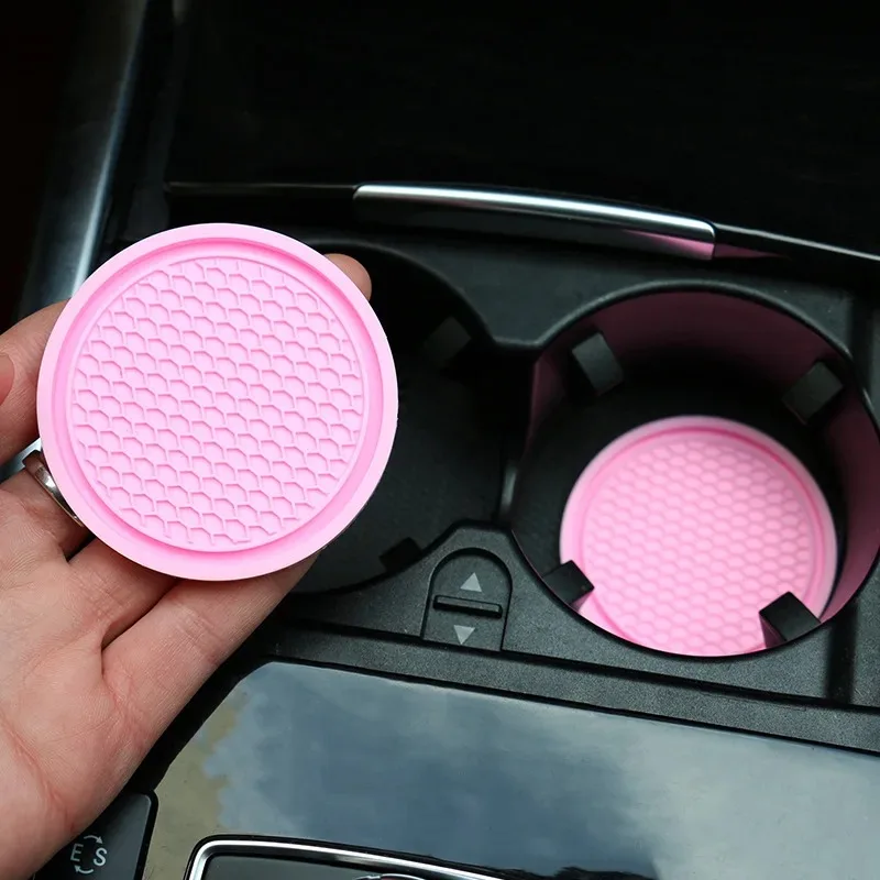 2Pcs Car Bling Rhinestone Cup Holder Drink Pad Interior Decoration Anti-slip Mat Round Durable Coaster Heat Resi Car Accessories