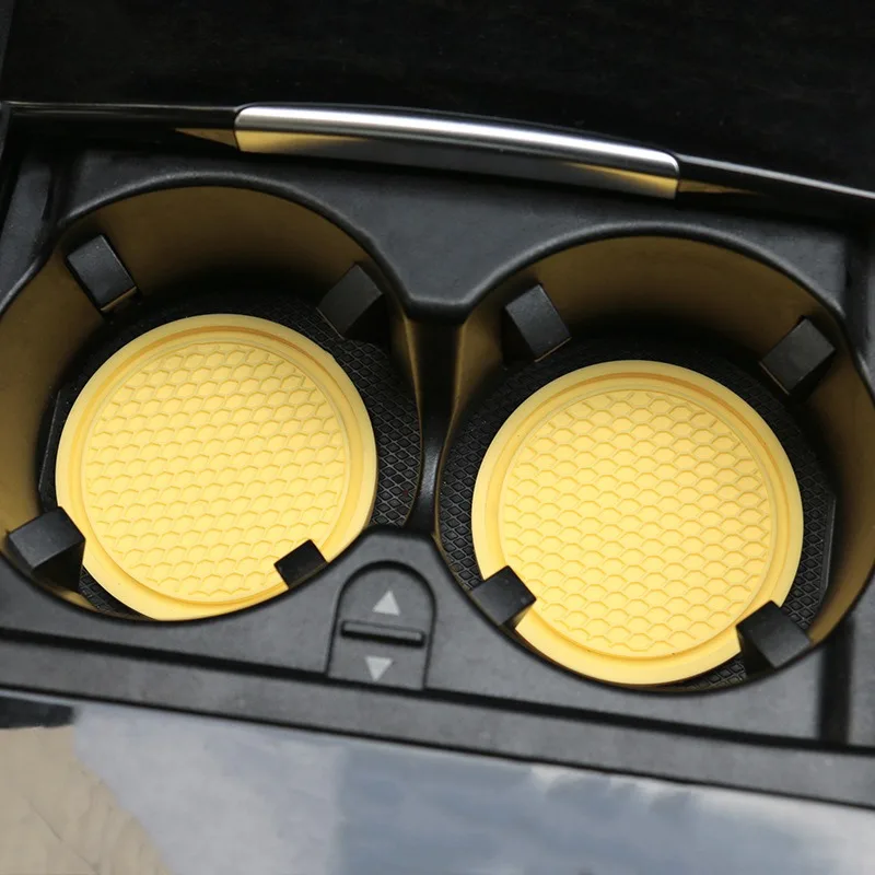 2Pcs Car Bling Rhinestone Cup Holder Drink Pad Interior Decoration Anti-slip Mat Round Durable Coaster Heat Resi Car Accessories