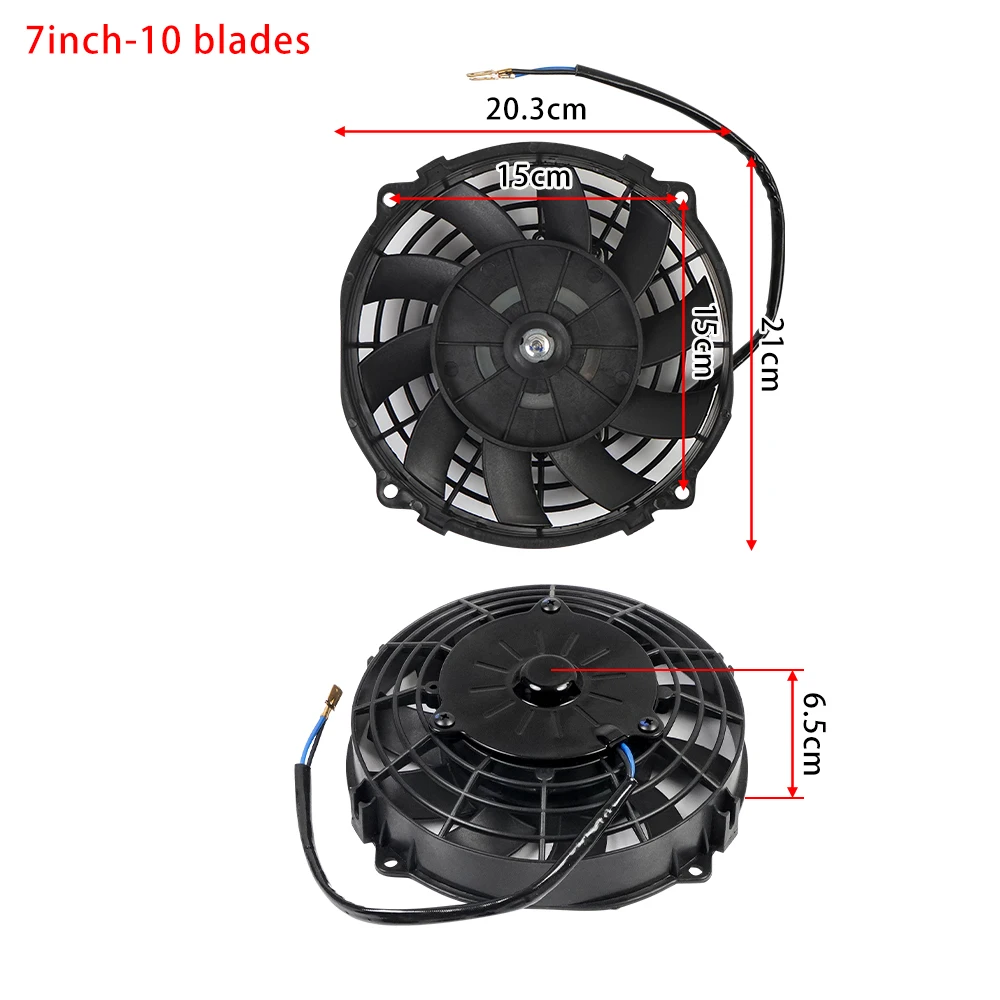 Universal 7/9/10/12/14/16 Inch 12V 80W 2100RPM Car Air Conditioning Cooling Fan Blade Cool Mounting Kit CF-1001