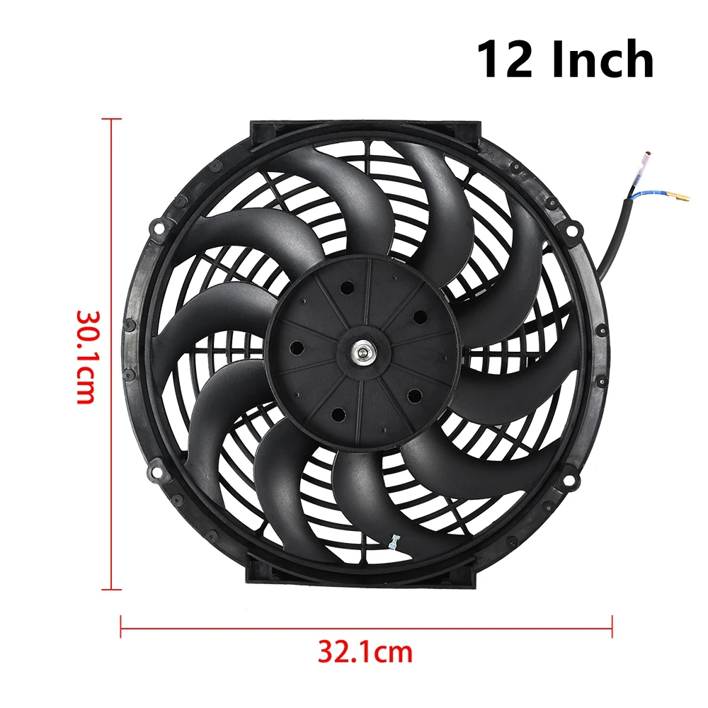 Universal 7/9/10/12/14/16 Inch 12V 80W 2100RPM Car Air Conditioning Cooling Fan Blade Cool Mounting Kit CF-1001