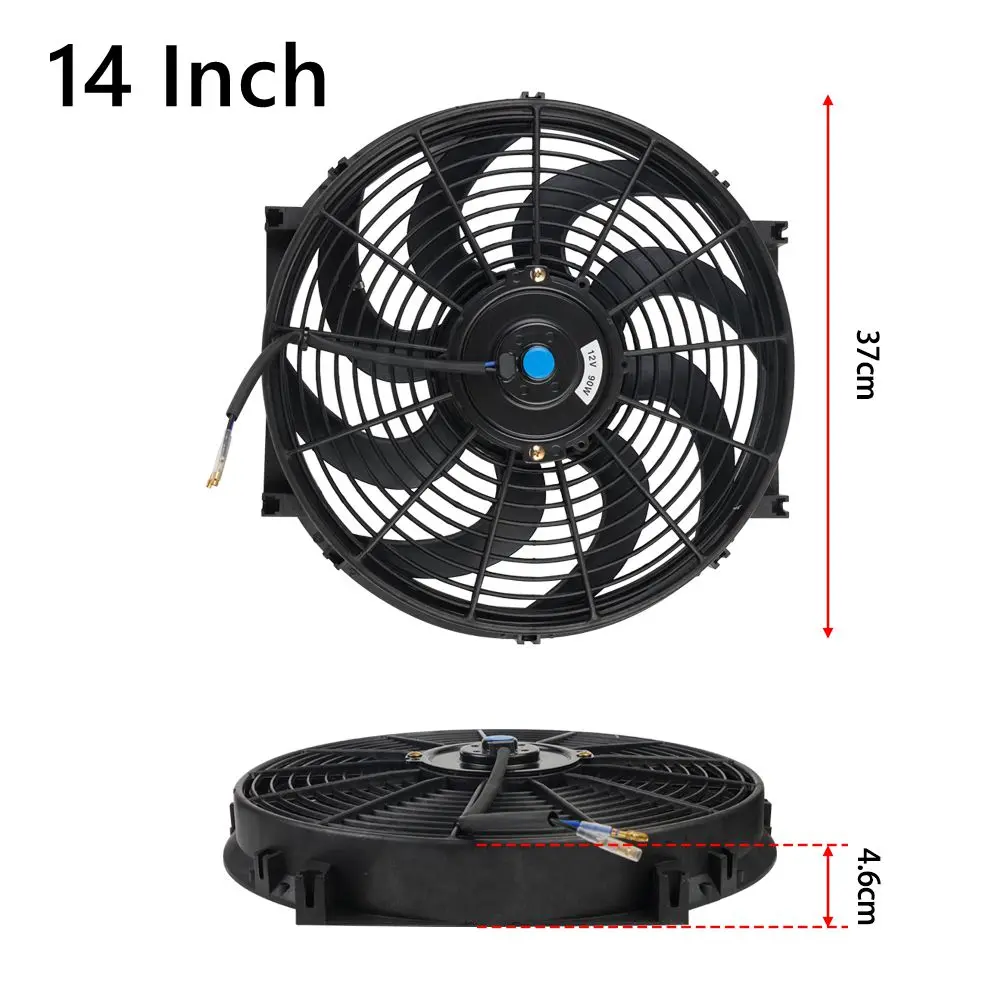 Universal 7/9/10/12/14/16 Inch 12V 80W 2100RPM Car Air Conditioning Cooling Fan Blade Cool Mounting Kit CF-1001