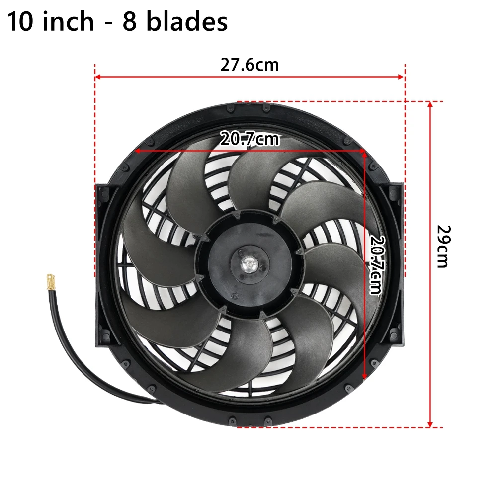 Universal 7/9/10/12/14/16 Inch 12V 80W 2100RPM Car Air Conditioning Cooling Fan Blade Cool Mounting Kit CF-1001