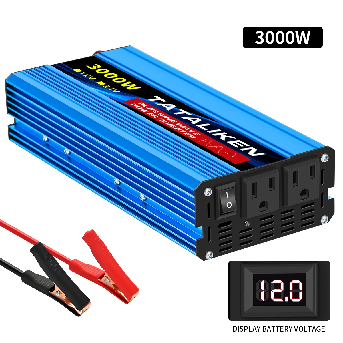 Pure Sine Wave Inverter 1000W-4000W DC 12V/24V to AC 110V 60hz Power Inverter Charger Converter Adapter US Socket