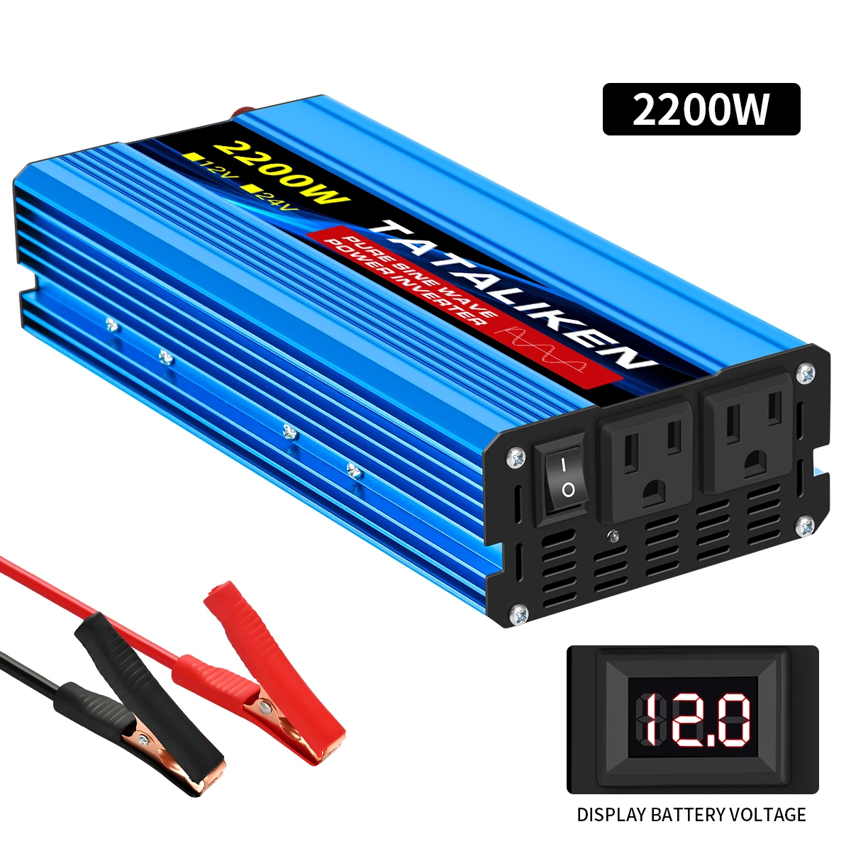 Pure Sine Wave Inverter 1000W-4000W DC 12V/24V to AC 110V 60hz Power Inverter Charger Converter Adapter US Socket