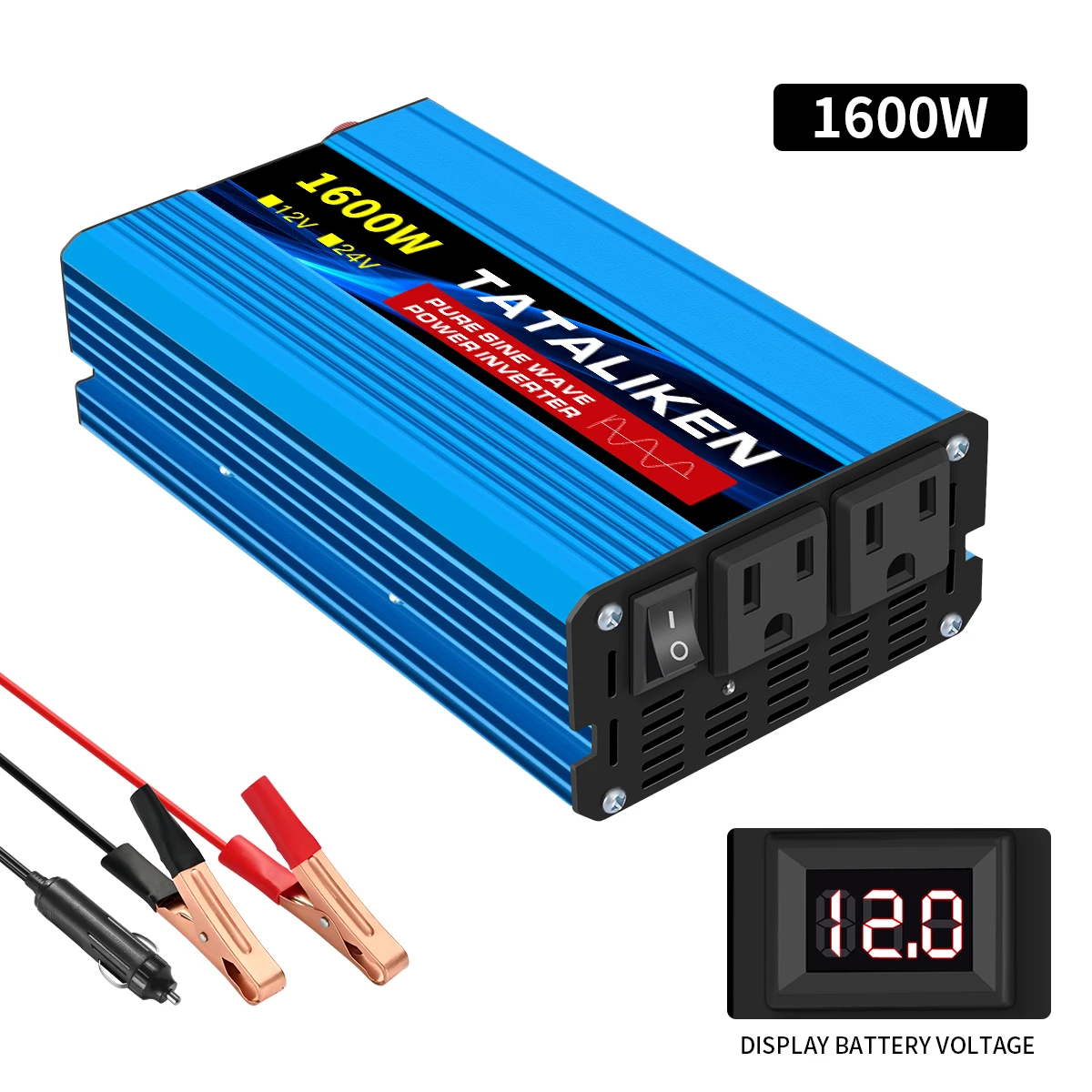Pure Sine Wave Inverter 1000W-4000W DC 12V/24V to AC 110V 60hz Power Inverter Charger Converter Adapter US Socket