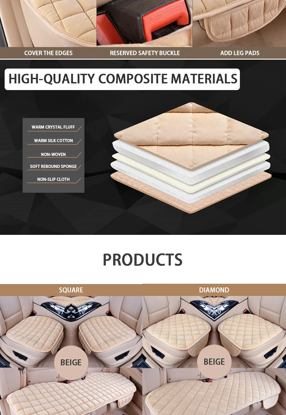 SEAMETAL Car Seat Covers Warm Seats Cushion Protector Plush Seat Cover Autumn Winter Universal For Sedan Hatchback SUV Seat Mats
