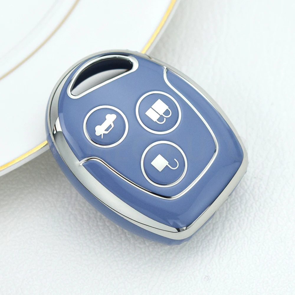 For Ford Mondeo Focus Fusion Fiesta Galaxy Transit 2008 2006 2007 Tpu 3 Bottons Car Key Case Cover Shell Accessories