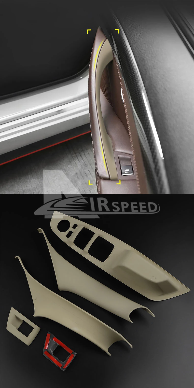 AIRSPEED for BMW F10 F11 520i 523i 525i 528i 530i 5 Series 2011-2017 High Quality ABS Passenger Door Panel Handle Pull LHD RHD