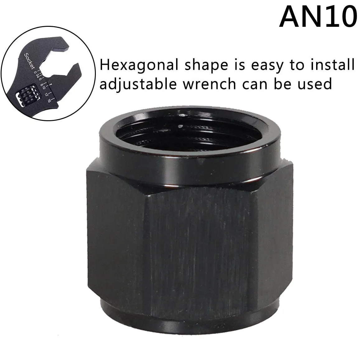 1PC Adapter Female Flare End Cap Plug Tube Fitting AN4 AN6 AN8 AN10 AN12 High Quality Hex Head Port Fitting Aluminum Black