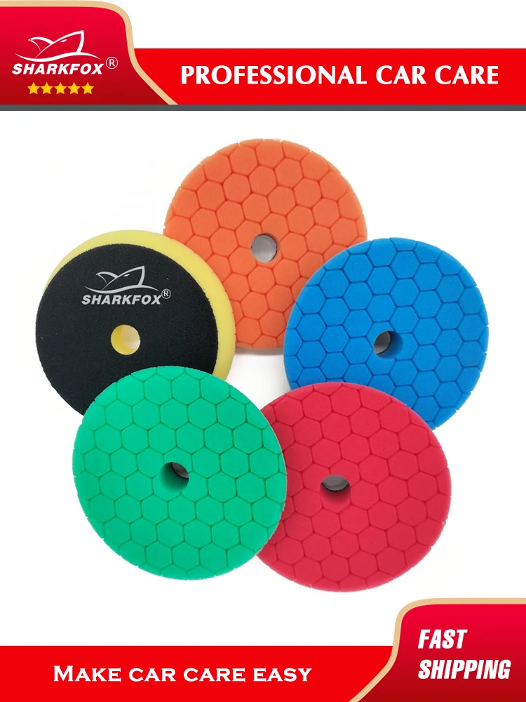Sharkfox 5/6inch Car Polishing Disc Buffing Polishing Pads Self-Adhesive Buffing Waxing Germany Foam Polishing Pad For DA/RO