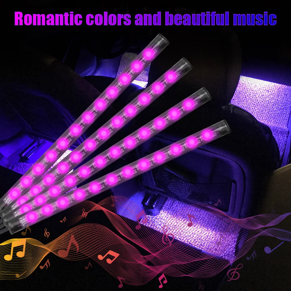 Universal Car RGB Ambient Lights LED Strips Interior Lamps 8 Colors Decorative Off Road 4x4 SUV Automobile Accessories Smart 12V