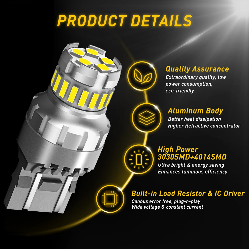 AUXITO 2Pcs T20 LED 7443 W21/5W 7440 W21W LED Bulb 6500K White Car Parking Position Light DRL Daytime Running Lamp 12V