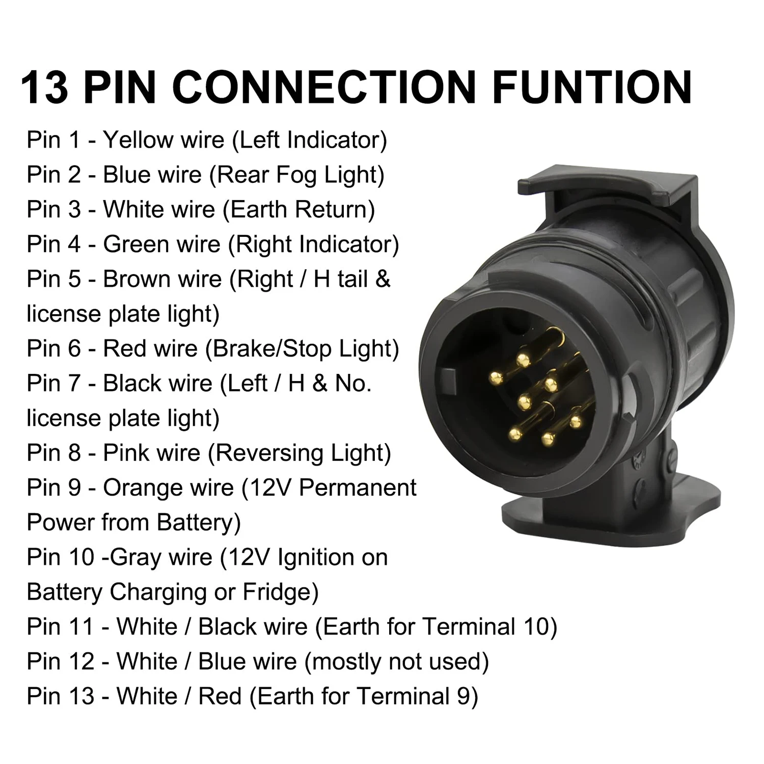 13 Pin to 7 Pin Towing Adaptor Trailer Caravan Truck Towbar Car Plug Adapter 12V Waterproof Electric Socket Converter Connector