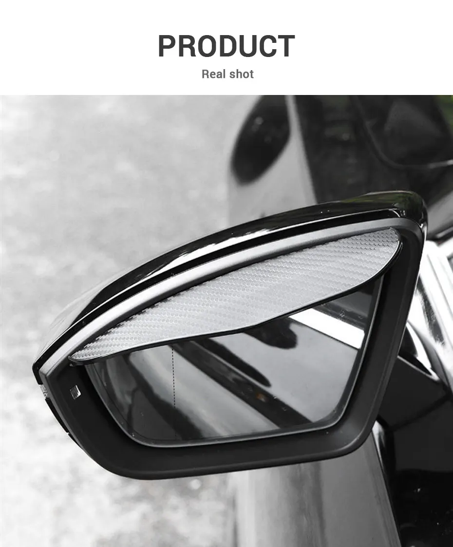 SEAMETAL 2pcs Universal Car Rearview Mirror Rain Eyebrow Carbon Fiber Car Rear View Rainproof Blades Stickers for Car Accessorie