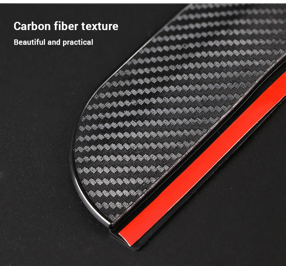 SEAMETAL 2pcs Universal Car Rearview Mirror Rain Eyebrow Carbon Fiber Car Rear View Rainproof Blades Stickers for Car Accessorie