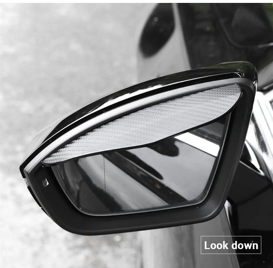 SEAMETAL 2pcs Universal Car Rearview Mirror Rain Eyebrow Carbon Fiber Car Rear View Rainproof Blades Stickers for Car Accessorie