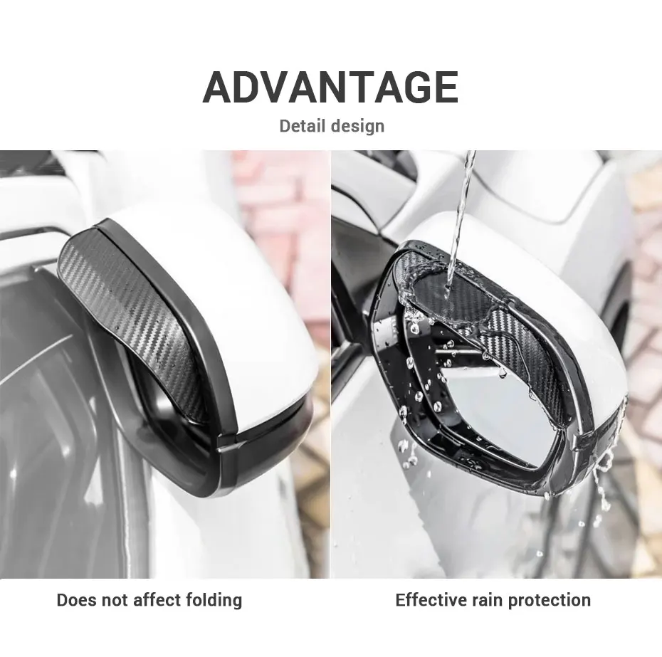 SEAMETAL 2pcs Universal Car Rearview Mirror Rain Eyebrow Carbon Fiber Car Rear View Rainproof Blades Stickers for Car Accessorie