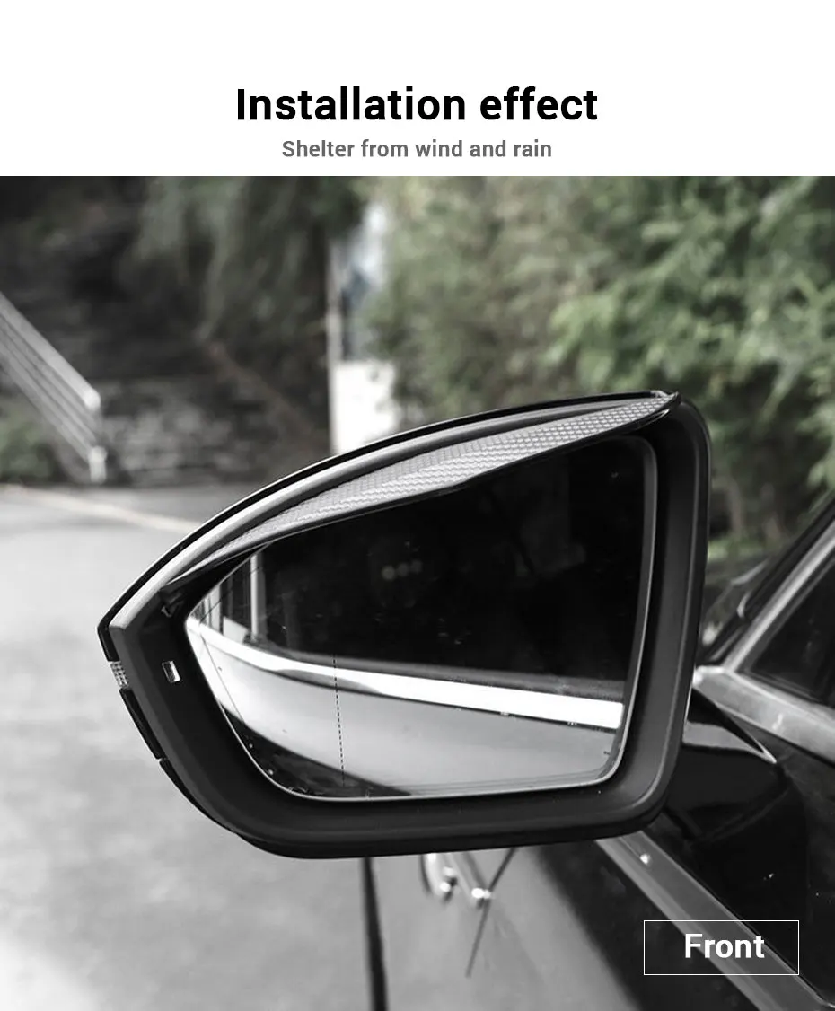 SEAMETAL 2pcs Universal Car Rearview Mirror Rain Eyebrow Carbon Fiber Car Rear View Rainproof Blades Stickers for Car Accessorie