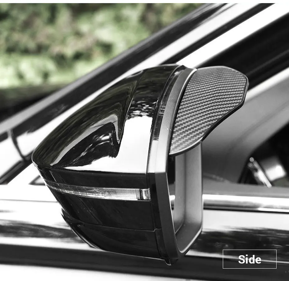 SEAMETAL 2pcs Universal Car Rearview Mirror Rain Eyebrow Carbon Fiber Car Rear View Rainproof Blades Stickers for Car Accessorie