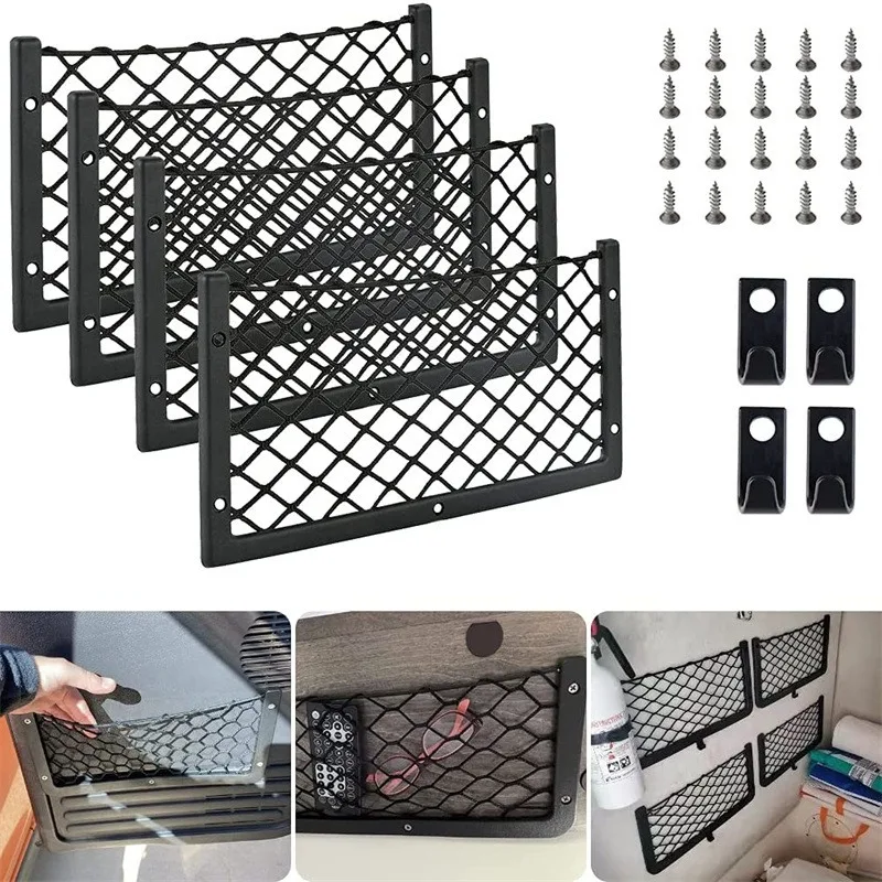 Car Storage Net Elastic Net Cargo Mesh Nets Caravan Bus Camping Vehicle Seat Back Organizer Mesh Auto Interior Accessories