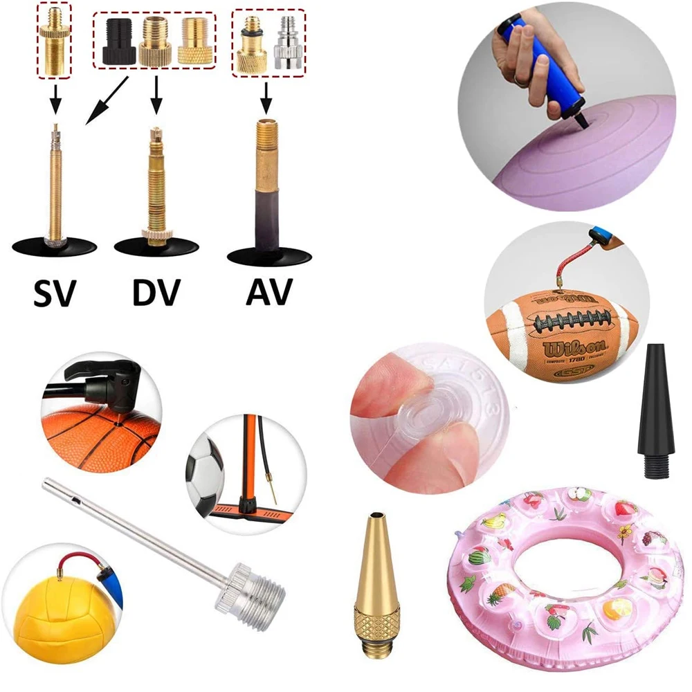 Bicycle Presta Schrader Valve Adaptor, Brass Bike Pump Adapters, Ball Needle, Balloon Inflatable Toys Nozzle Inflator Adapter