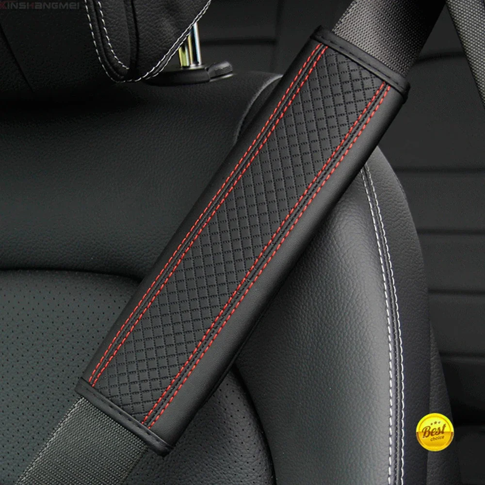 Car Seat Belt Pu Leather Safety Belt Shoulder Cover Breathable Protection Seat Belt Padding Pad Auto Interior Accessories