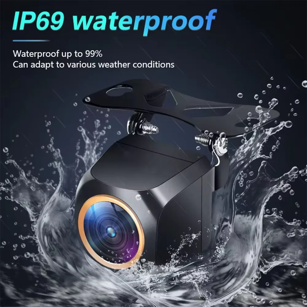 Car Rear View Camera 200° AHD 1920x1080P for Fisheye Golden Lens Full HDR Night Vision Vehicle Back Car Reversing Front Camera