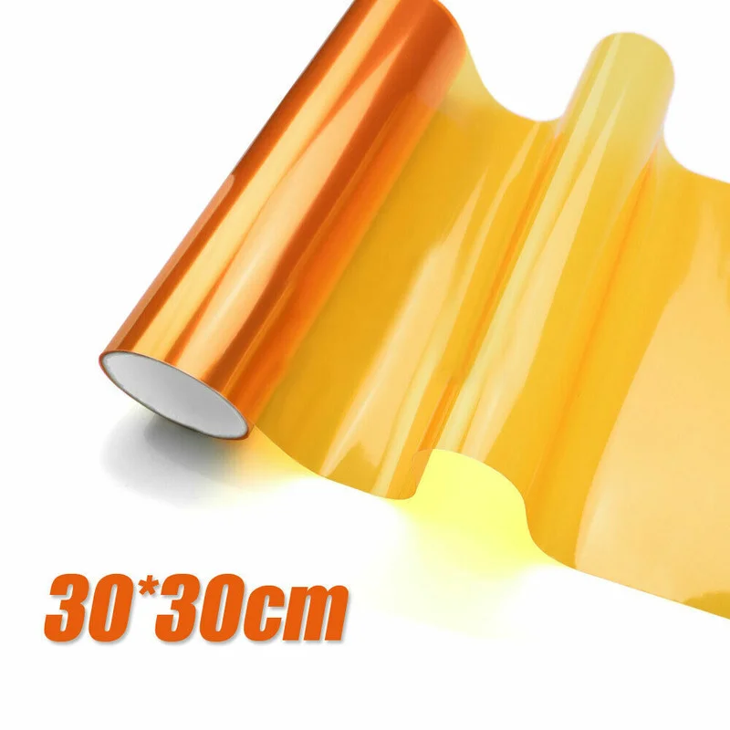 12"x12" Amber Orange Car Light Sticker Car Light Headlight Taillight PVC Tint Film Sticker Fog Light Rear Lamp Yellow Vinyl Film