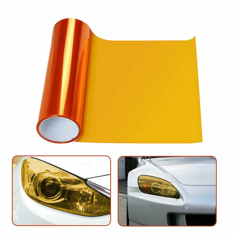 12"x12" Amber Orange Car Light Sticker Car Light Headlight Taillight PVC Tint Film Sticker Fog Light Rear Lamp Yellow Vinyl Film