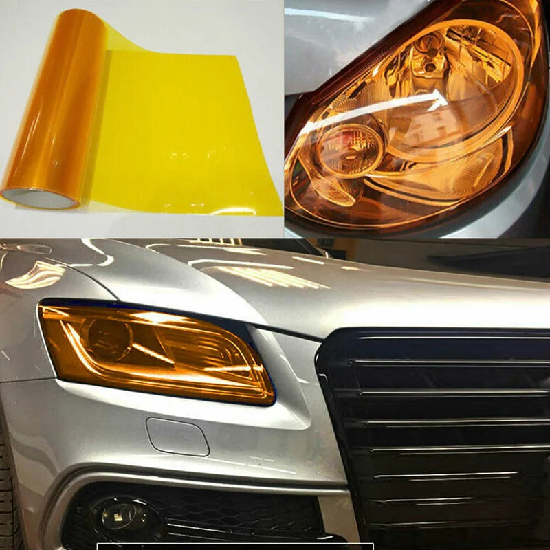 12"x12" Amber Orange Car Light Sticker Car Light Headlight Taillight PVC Tint Film Sticker Fog Light Rear Lamp Yellow Vinyl Film