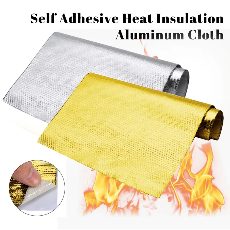 Car Heat Protection Foil Film High Temperature Resistant Fiberglass Aluminum Foil Tape Cloth Self-adhesive Heat Insulation Mat