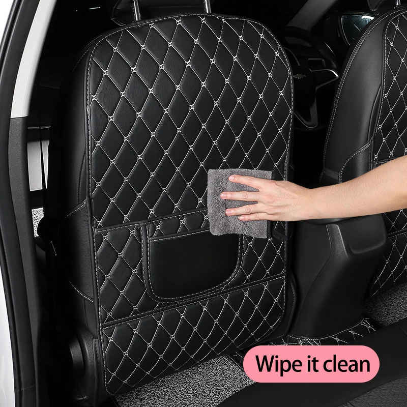 1Pc PU Leather Car Anti-Kick Mats Auto Seat Back Protector Cover For Children Kids Car Back Seat Anti-Dirty Pad Car Accessories